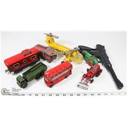BOX OF VINTAGE COLLECTOR TOYS INCL DINKY BUS