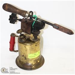 LARGE VINTAGE BLOW TORCH WITH SOLDERING IRON.