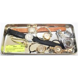 TRAY LOT OF ASSORTED VINTAGE ESTATE WATCHES.