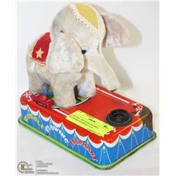 VINTAGE TIN JAPAN BUBBLE BLOWING ELEPHANT TOY.