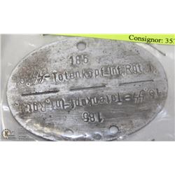 GERMAN WWII TOTENKOPF SS DIVISION UNIT DOG TAG.