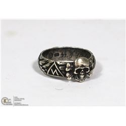 GERMAN SS TOTENKOPF RING ENGRAVED ON INSIDE,