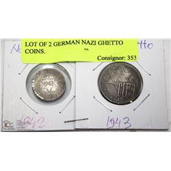 LOT OF 2 GERMAN NAZI GHETTO COINS.