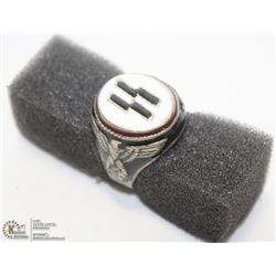 GERMAN SS NAZI RING WITH EAGLE & SWASTIKA ON SIDES