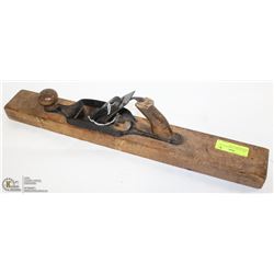 LARGE ANTIQUE WOODEN PLANE WOODWORKING TOOL.