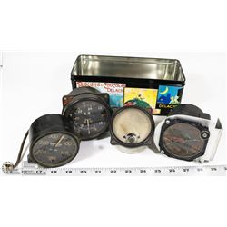 LOT OF FOUR WWII ERA AIR CRAFT GUAGES.