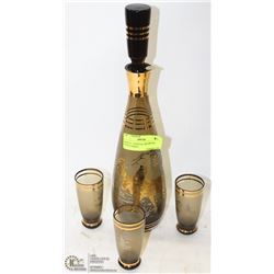 BOHEMIA CRYSTAL DECANTER WITH GLASSES