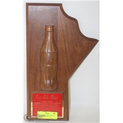 COKE PRO-AM CLASSIC WOODEN TROPHY WITH BOTTLE.