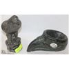 Image 1 : LOT OF 2 SOAP STONE EAGLES AND  EAGLE HEAD