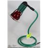 Image 2 : VINTAGE GREEN TABLE LAMP WITH RED LIGHTBULB