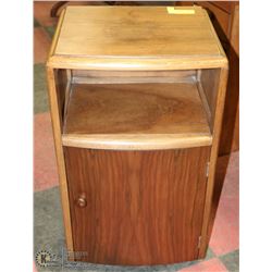 NIGHT TABLE WITH CURVED DOOR, SOLID WOOD & PLYWOOD