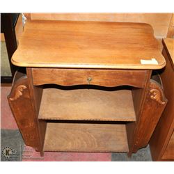 VINTAGE WOOD SIDE TABLE - 2 SHELF