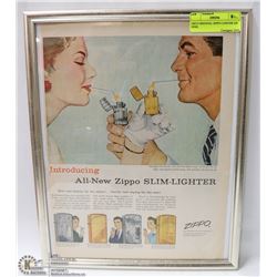 10X13 ORIGINAL ZIPPO LIGHTER AD 1950S.
