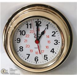 BRASS CN BULOVA WALL CLOCK 24 HOUR CLOCK.