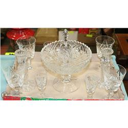 LOT OF 12 PINWHEEL CRYSTAL SET OF  4 SHOT, 4 WINE,