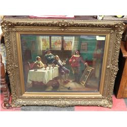 LARGE PAINTING ON CANVAS FRAMED "THE CONNOISSEUR"