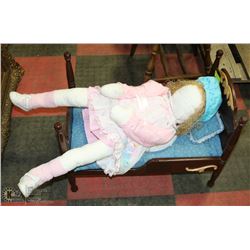 VINTAGE DOLL BED WITH PEEK A BOO DOLL