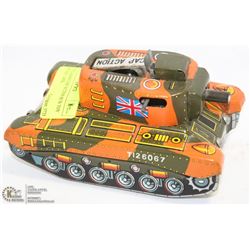 1950S JAPAN CAP ACTION RUN TOY BRITISH TANK,