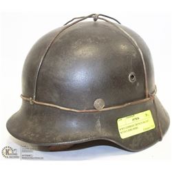 WWII GERMAN TRENCH HELMET WITH CAMO WIRE.