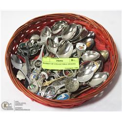 BASKET OF COLLECTIBLE SPOONS.