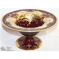 MURANO HAND PAINTED GLASS COMPORT.