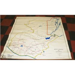 1952 BRITISH LINEN MAP OF THE HONDURAS,