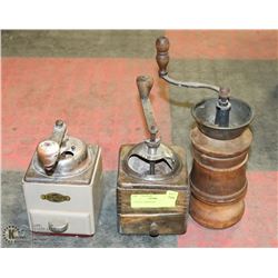 3 COFFEE GRINDERS.