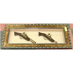 SHADOW BOX W/2 ANTIQUE REPLICA GUNS