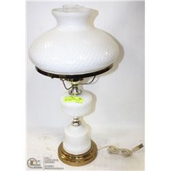 VINTAGE MILK GLASS HOBNAIL LAMP 21 " TALL