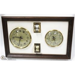 VINTAGE CLOCK BAROMETER, THERMOMETER, HYGROMETER