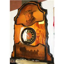 JOHN WAYNE WOOD WALL HANGING CLOCK
