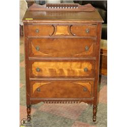 ANTIQUE 4 DRAWER DRESSER WITH LITTLE WHEELS