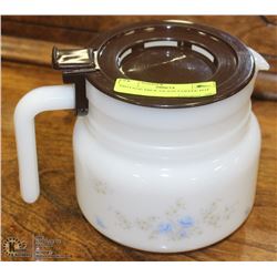 VINTAGE MILK GLASS COFFEE POT WITH LID