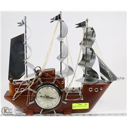 WOODEN SAILBOAT LAMP/CLOCK 16"X18".
