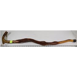 DIAMOND WILLOW CANE WITH ANTLER HANDLE,
