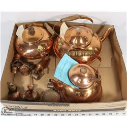 FLAT OF ASST COPPER POTS & MORE.