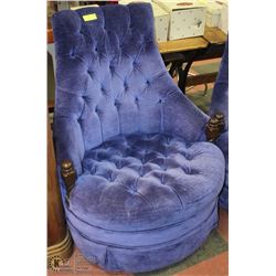 VINTAGE MIDNIGHT BLUE VELVET CHAIR AS THEY COME