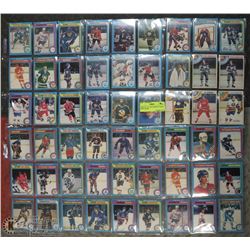 SHEET OF 54- 1970S HOCKEY CARDS WITH OILERS.