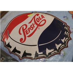 ORIGINAL BOTTLE CAP PEPSI COLA ADVERTISING SIGN