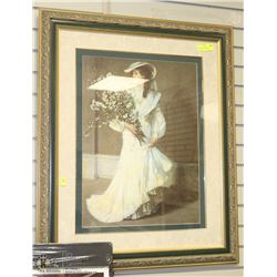 YOUNG BRIDE WITH BOUQUET FRAMED PAINTING29"X35"