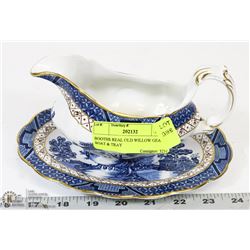 BOOTHS REAL OLD WILLOW GRAVY BOAT & TRAY
