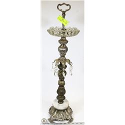 STAND UP ASH TRAY WITH MARBLE & GLASS DROPS.