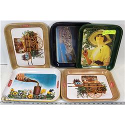 LOT OF 5 RARE COCA COLA METAL SERVING TRAYS.