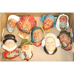 FLAT OF 9 BOSSON HEAD FIGURES.