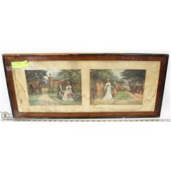 VINTAGE FRAMED DOUBLE PICTURE.