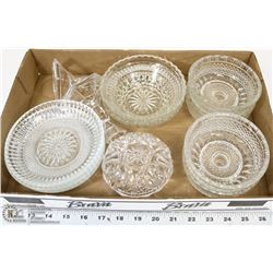 VARIOUS GLASSES & CRYSTAL BOWLS WITH CANDLE