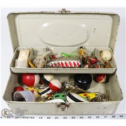 VINTAGE FISHING TACKLE BOX WITH VINTAGE CONTENTS