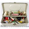 Image 1 : VINTAGE FISHING TACKLE BOX WITH VINTAGE CONTENTS