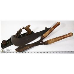 LOT OF VINTAGE SHEARS, PLANE AND HEAVY DUTY