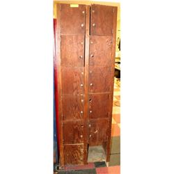 SOLID OAK CABINET WITH LOCKING COMPARTMENTS.